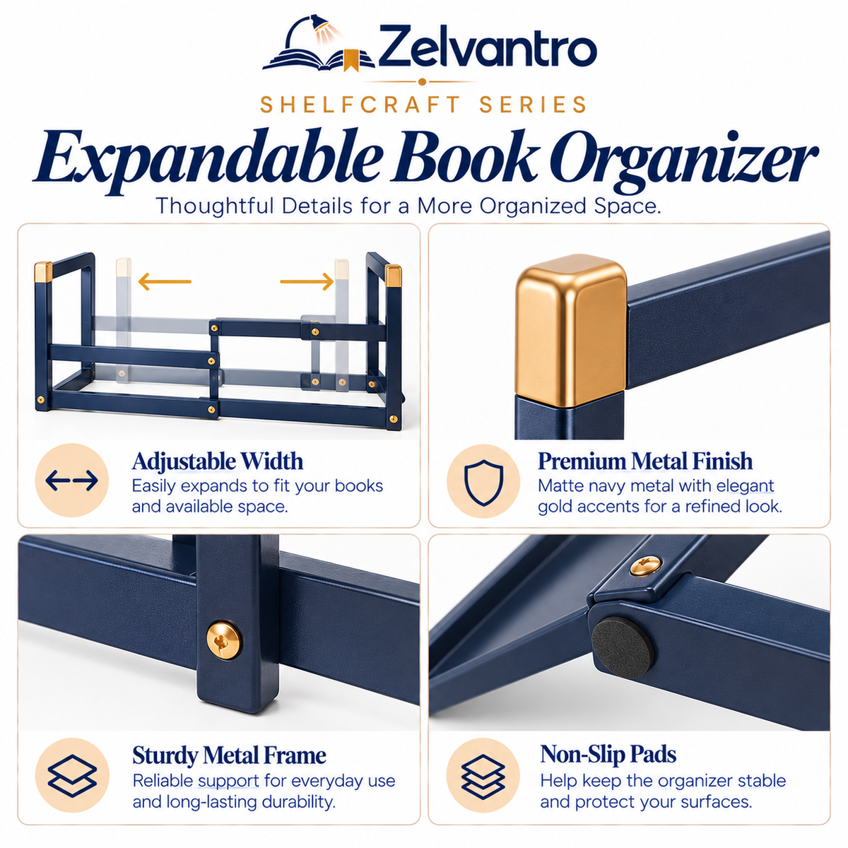 ShelfCraft Expandable Book Organizer